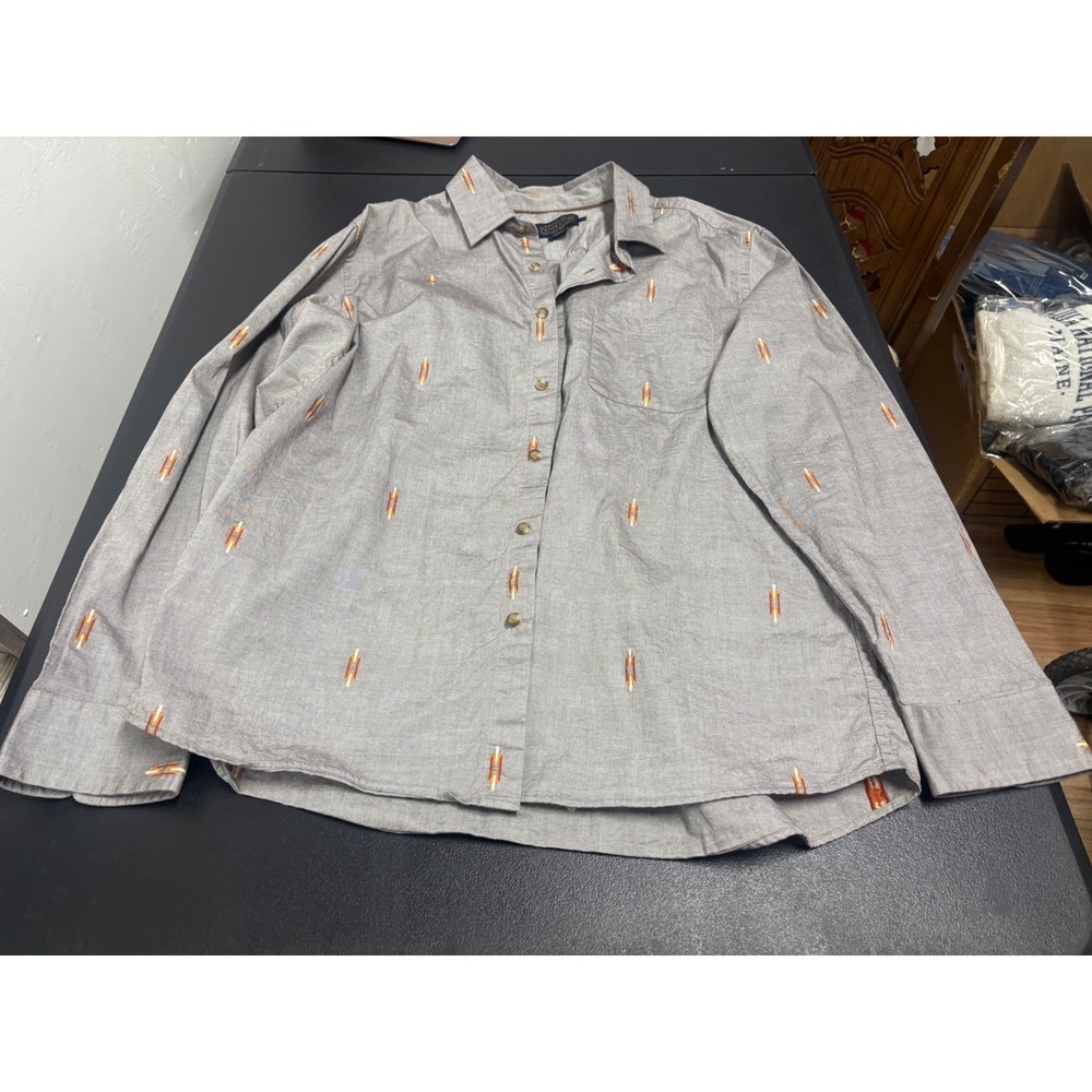 Pendleton Men's Button Down Shirt Size L Gray Cotton Casual Long Sleeve